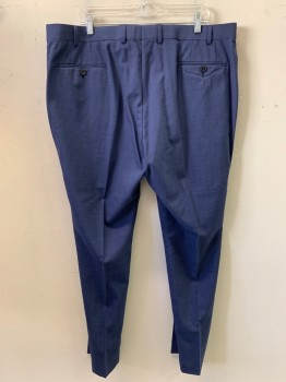 RALPH LAUREN, Navy Blue, Blue, Wool, 2 Color Weave, F.F, Side Pockets, Zip Front, Belt Loops