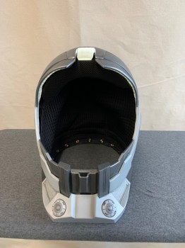 Unisex, Sci-Fi/Fantasy Helmet, NL, Silver, Gray, Black, Plastic, Solid, OS, Open Faced Helmet, Lights Around Inside of Face, Absorbtion Padding Inside, Lights Not A Guarantee to Work