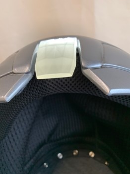 Unisex, Sci-Fi/Fantasy Helmet, NL, Silver, Gray, Black, Plastic, Solid, OS, Open Faced Helmet, Lights Around Inside of Face, Absorbtion Padding Inside, Lights Not A Guarantee to Work