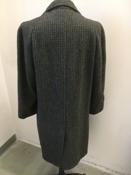 Mens, Coat, HARRIS TWEED, Olive Green, Black, Gray, Wool, Houndstooth, 40, 3 Buttons,  Single Breasted,