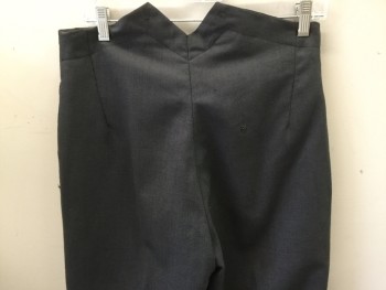 Mens, Pants 1890s-1910s, MTO, Black, Gray, Wool, Check , 30/30, Tiny Woven Check, 2 Pockets, High Waist Without Waistband, Suspender Buttons, Small Mended Hole Right Buttocks,