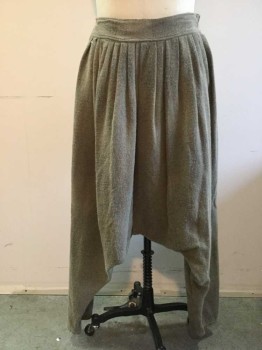 MTO , Khaki Brown, Wool, Solid, Made To Order, Fc013126Aged/Distressed,  Rough Wool, Velcro Adjustable Waistband, Lots Of Pleats, Dropped Crotch, Ottoman Empire