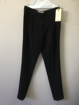 BCBG, Black, Polyester, Spandex, Solid, Double Pleated, 2 Pockets, Belt Loops,