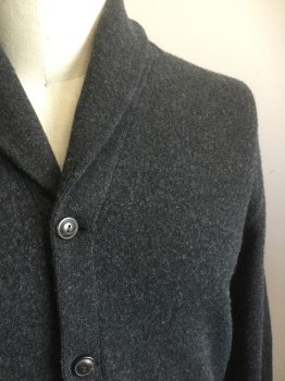 POLO R. L.., Charcoal Gray, Wool, Solid, 5 Buttons, Shawl Collar, 2 Pockets,