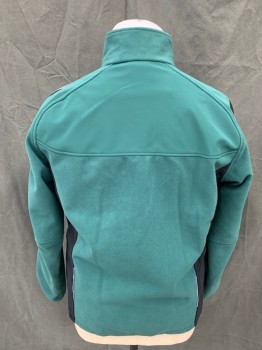 MASCOT, Green, Black, Polyester, Color Blocking, Fleece, Zip Front, Stand Collar, Black Side Panels and Sleeve Panels, 3 Pockets, Raglan Sleeves, Elastic Cuff