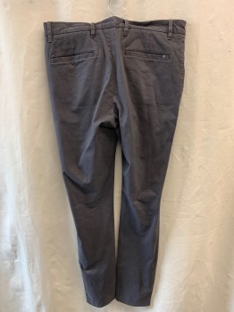 ALL SAINTS, Dk Gray, Cotton, Solid, Side Pockets, Button Front, Flat Front, 2 Welt Pockets on Back