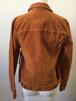 OLD NAVY, Burnt Orange, Cotton, Solid, Corduroy, Jean Jacket Style, Button Front, Collar Attached, 4 Pockets, No Lining