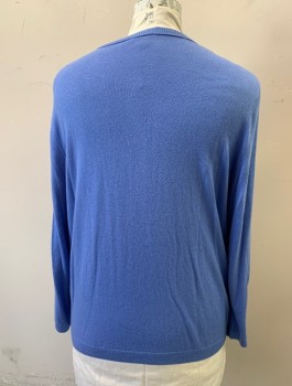 Womens, Sweater, TALBOTS, Periwinkle Blue, Cotton, Rayon, Solid, 2X, Knit, Long Sleeves, Scoop Neck, Button Front