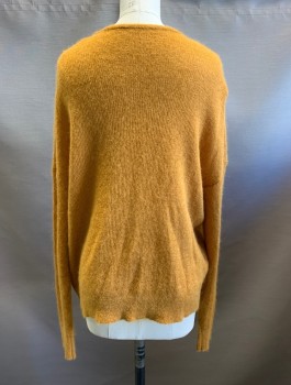 Womens, Sweater, BABATON, Mustard Yellow, Cashmere, S, CN, Button Front, L/S