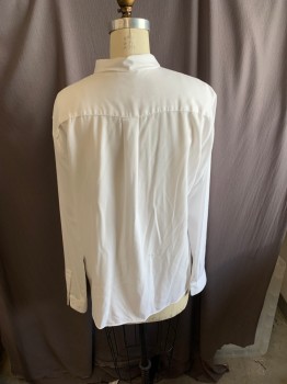 UNIQLO, White, Rayon, Polyester, Solid, C.A., Button Front, Cuffs