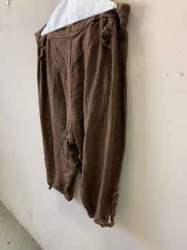 Mens, Historical Fiction Pants, NL/MTO, Brown, Cotton, W: 40, 2 Pockets with Flaps. Button Fly, Button Side Cuffs, Aged/Distressed