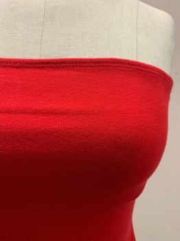 5.7.9., Red, Cotton, Spandex, Solid, TUBE Top