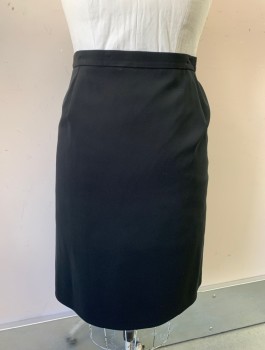 JONES NEW YORK, Black, Solid, Pencil Skirt, 1" Wide Self Waistband, Elastic at Sides, Zipper in Back