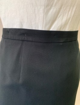 JONES NEW YORK, Black, Solid, Pencil Skirt, 1" Wide Self Waistband, Elastic at Sides, Zipper in Back