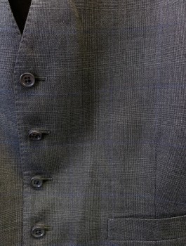 Ralph Lauren, Dk Gray, Blue, Wool, Glen Plaid, 5 Button, 2 Pocket