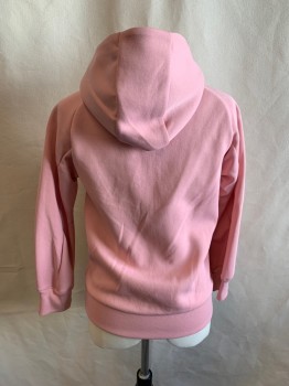 Childrens, Sweater, UNIQLO, Lt Pink, Cotton, Polyester, 11-12, Mock Neck, Hooded, Zip Front, Long Sleeves, 2 Pockets