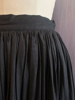 N/L, Black, Cotton, Solid, Hook & Eyes, Gathered Waistband