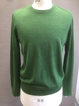 BANNANA REPUBLIC, Forest Green, Wool, Solid, Long Sleeves, Solid Forest Green