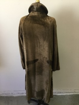 Womens, Coat, MTO, Coffee Brown, Cotton, B36, Cocoon Coat, 3 Beautiful Flower Buttons with Thread Loops,  High Collar, Velveteen with the Impression of Being Persian Lamb in Some Areas, Godets in Skirt of Coat, Quintessential 1920s Coat, New Lining Put In, Heavy,