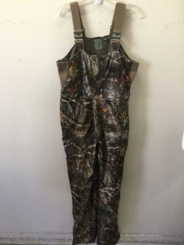 Mens, Overalls, RED HEAD, Dk Brown, Tan Brown, Brown, Green, Taupe, Polyester, Hunting Camouflage, M, Twill, Zipper & Snap Front, Adj. Shoulder Straps, Poly Flannel Lining, KANATI Camo Brand