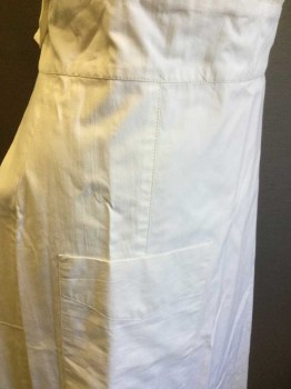 Womens, Apron 1890s-1910s, N/L, White, Cotton, Solid, Pinafore Apron, Self Ties at Waist, 1 Patch Pocket, Made To Order Reproduction