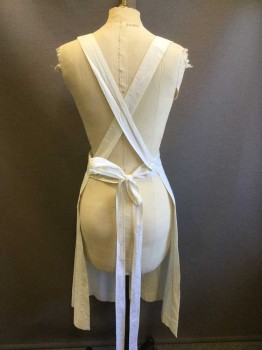 N/L, White, Cotton, Solid, Pinafore Apron, Self Ties at Waist, 1 Patch Pocket, Made To Order Reproduction