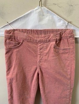 Childrens, Pants, H&M, Pink, Cotton, Spandex, Solid, 7/8 Yr, Girls, Corduroy, Jeggings, 2 Back Pockets and 1 Small Watch Pocket, Elastic Waist