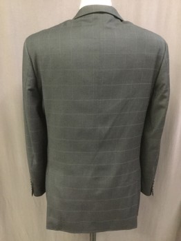 CARAVELLI, Charcoal Gray, Gray, Wool, Grid , Single Breasted, Notched Lapel, 3 Buttons,  Pockets,