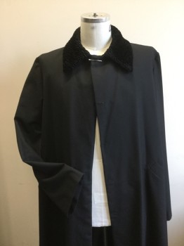 Mens, Historical Fiction Coat, HISTORICAL EMPORIUM, Black, Poly/Cotton, Synthetic, Solid, M/L, Victorian Gentlemans Coat with Detatchable Caplet. Faux Persian Wool Collar, 2 Pockets. Coat Has No Buttons  is Unfinished
