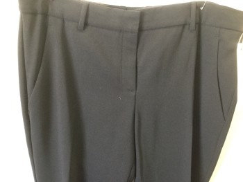 THEORY, Black, Polyester, Wool, Solid, Flat Front, 2 Pockets,