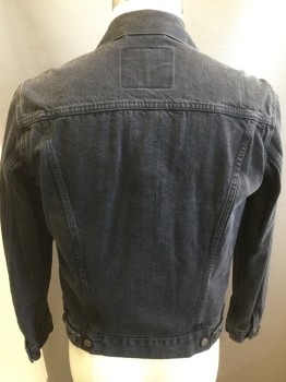 LEVI'S, Black, Cotton, Solid, Collar Attached, Button Front, Pocket Flaps, Long Sleeves, Slit Pockets