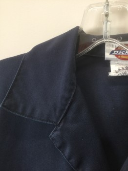 DICKIES, Navy Blue, Poly/Cotton, Solid, Twill, Long Sleeves, Zip Front, 6 Pockets (2 Chest, 2 Front Pants, 2 Back Pants), Collar Attached **Has Small Hole in Front Waistband Seam