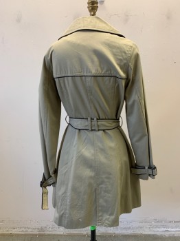 MERONA, Khaki Brown, Poly/Cotton, 2 Piece with Belt, Collar Attached, Double Breasted, Button Front, Long Sleeves, Black Piping