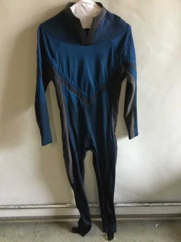 Womens, Sci-Fi/Fantasy Jumpsuit, MTO, Navy Blue, Black, Gray, Spandex, Rubber, Color Blocking, W:26, B:34, 60Grth, Long Sleeves, Mock Turtle Neck,  Center Back Zipper,  Pique Texture, Looks Much Better On The Body, Multiples, Spacesuit, Astronaut