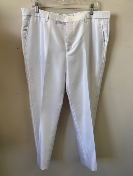 TAZIO, White, Polyester, Solid, Flat Front, 4 Pockets,
