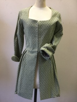 MTO, Sage Green, Rayon, Diamonds, Floral, BOPDICE- Jacket with Knee Length Peplum, Hook & Eye Close Center Front, 3/4 Sleeves with Folded Up Cuffs,Fully Lined