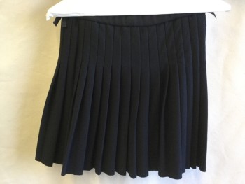 Childrens, Skirt, ZARA GIRLS, Black, Polyester, Elastane, Solid, 11/12, 1.25" Elastic Waist Band with 2 Metal Rings on Each Side with Short Black Ribbon Bow Tie, Top Stitch Pleats,