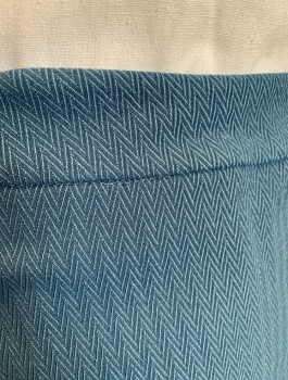 JOHN MEYER, Slate Blue, Polyester, Solid, Self Zig Zag Texture, Pencil Skirt, Knee Length, 1" Wide Self Waistband, Vent at Center Back Hem, Center Back Zipper
