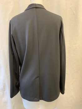 Womens, Blazer, UNIQLO, Dk Gray, Polyester, Spandex, Solid, M, Open Front, 2 Pockets, Single Vent Back