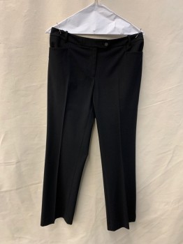 Womens, Slacks, CALVIN KLEIN, Black, Polyester, Rayon, Solid, W 3, 6, Flat Front, Zip Fly, Button Tab Closure, 3 Pockets, Belt Loops