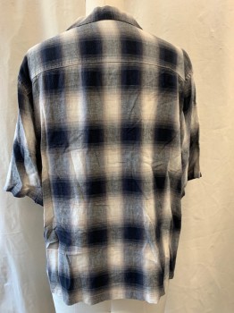 ALL SAINTS, Gray, Off White, Black, Cotton, Plaid, Collar Attached, Button Front, Short Sleeves