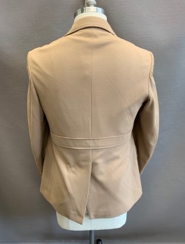 Mens, Blazer/Sport Co, NL, Khaki Brown, Polyester, 42R, Ribbed. Notched Lapel, Single Breasted, Button Front, 2 Buttons,  3 Flap Pockets with Pleats, Single Back Vent