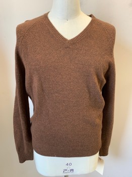 JCREW, Brown, Wool, Heathered, Long Sleeves, Pullover, V-neck,