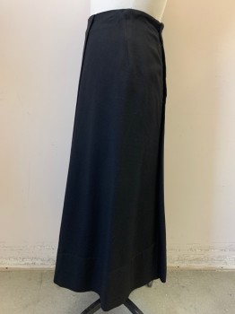 Womens, Skirt 1890s-1910s, MTO, Black, Wool, Solid, W 26, Made To Order, Gabardine, Pleat Down Side Fronts, Hooks & Bars