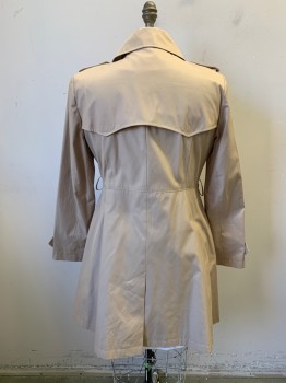 Womens, Coat, Trenchcoat, RALPH LAUREN, Khaki Brown, Poly/Cotton, Solid, PXL, Collar Attached, Double Breasted, Button Front, Slant Pockets, Epaulets *No Belt