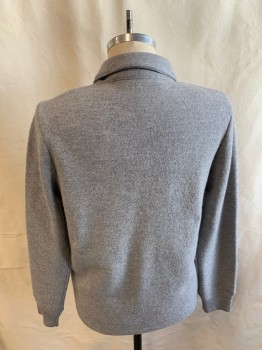 J CREW, Lt Gray, Wool, Solid, Long Sleeves, Zip Front, 2 Pockets