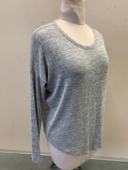 RAG & BONE, Heather Gray, Rayon, Polyester, Lightweight Knit, L/S, Scoop Neck, Oversized/Loose