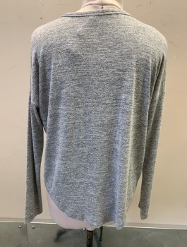 RAG & BONE, Heather Gray, Rayon, Polyester, Lightweight Knit, L/S, Scoop Neck, Oversized/Loose