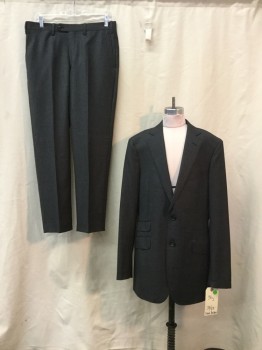 Childrens, Suit Piece 1, VITALE BARBERIS, Heather Gray, Black, Wool, 2 Color Weave, 36 S , Heather gray/ Black Micro Weave, Notched Lapel, 2 Buttons,