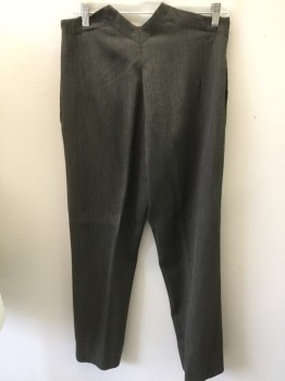 Mens, Pants 1890s-1910s, MTO, Dk Brown, Black, Wool, 30/31+, High Waisted, Pockets, Suspender Buttons,